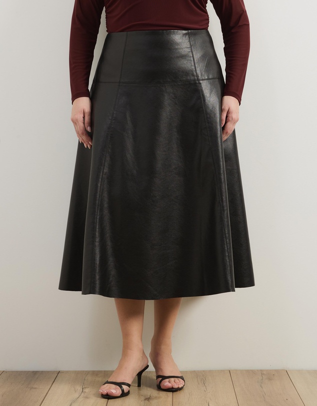 Atmos&Here Curvy - Kori Leather Look Midi Skirt