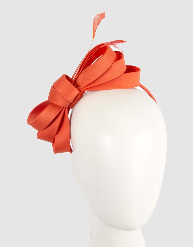 Max Alexander - Large Orange Satin Bow Racing Fascinator
