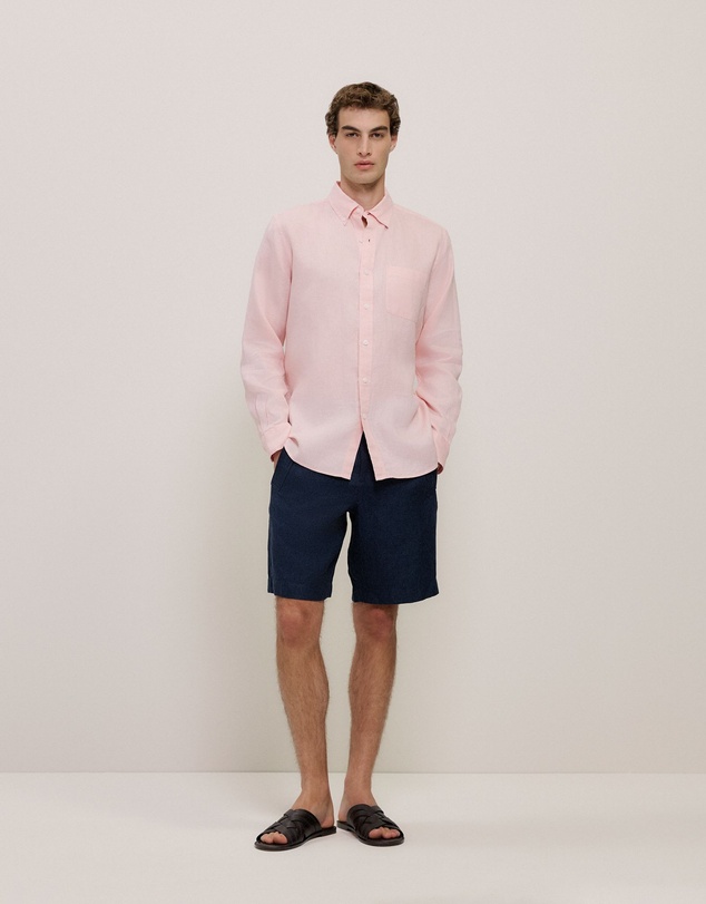 Trenery - Yarn Dyed Linen Relaxed Short in Navy