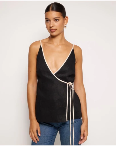 AERE - Linen Wrap Top