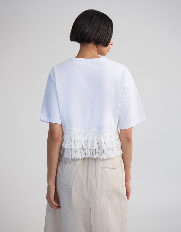 Oxford - Bria Cotton Fringe Trim T-Shirt