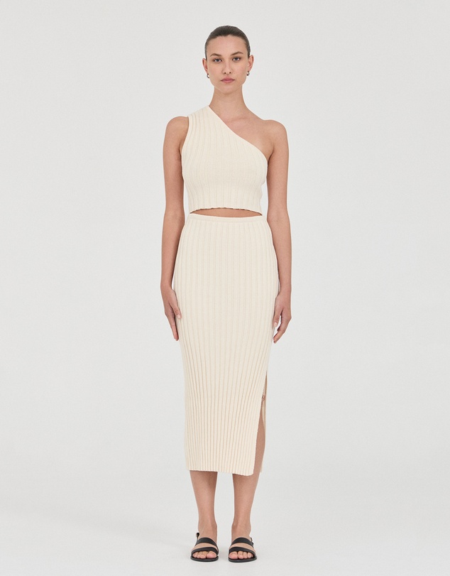 FRIEND of AUDREY - The Cotton Rib Midi Skirt