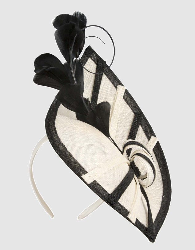 Max Alexander - Cream and Black Sinamay Racing Fascinator