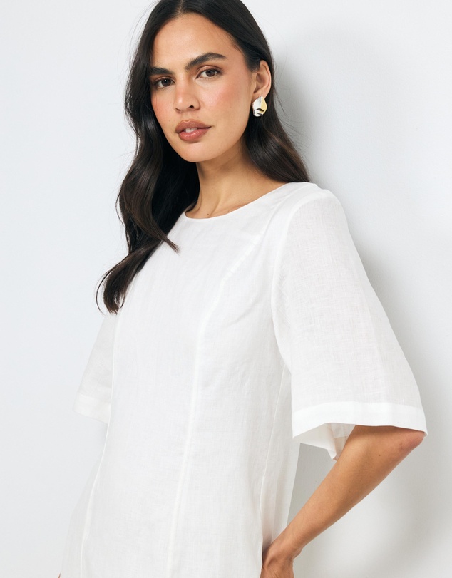 AERE - Atri Seam Detail Linen Mini Dress