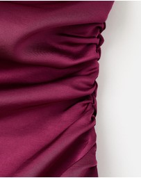 M.N.G - Asymmetrical Satin Dress With Side Slits