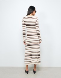 AERE - Bryn Stripe Knit Midi Dress