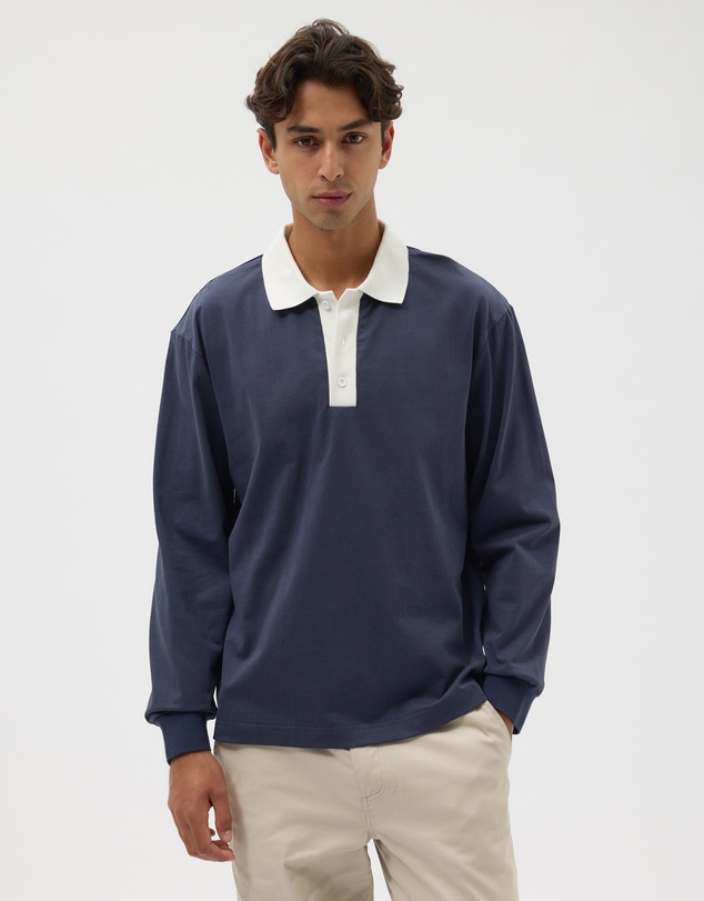 AERE - Contrast Cotton Rugby Polo