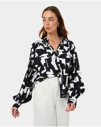 Forcast - Anella Monochrome Print Blouse
