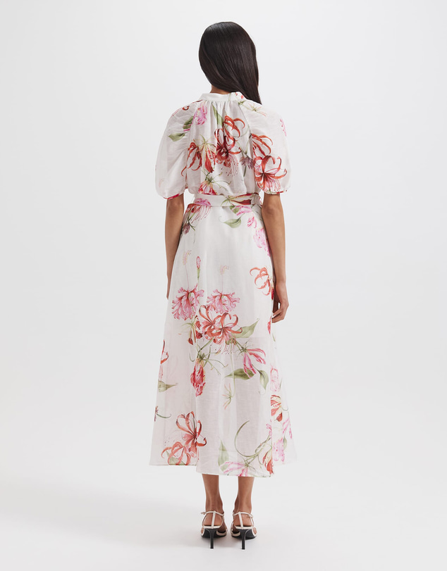 SABA - Mariposa Silk Linen Midi Dress