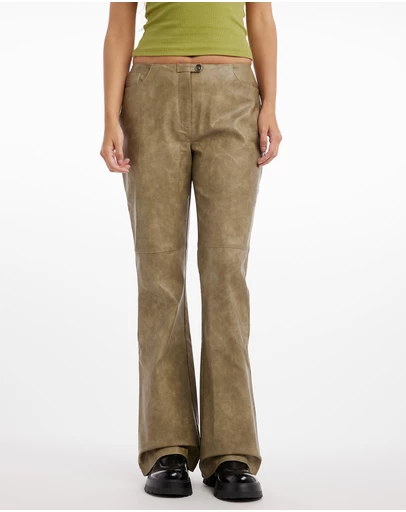 Dazie - Cally PU Low Waisted Leather Pants
