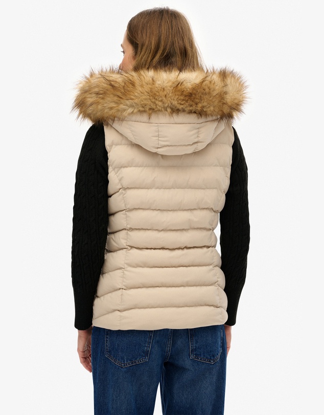 Superdry - Fuji Faux Fur Hooded Slim Fit Gilet