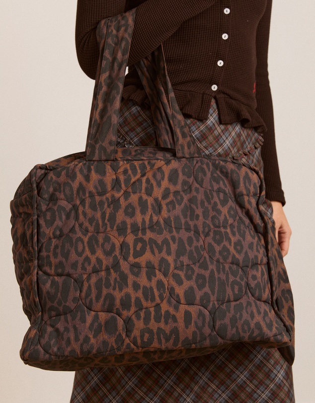 Damson Madder - Dark Leopard Quilted Tote Bag
