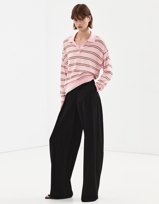 M.N.G - Striped Polo-Neck Sweater
