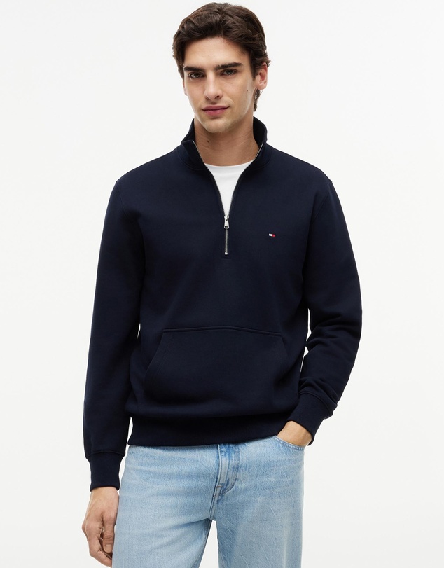Tommy Hilfiger - Flag Embroidery Terry Quarter-Zip Jumper