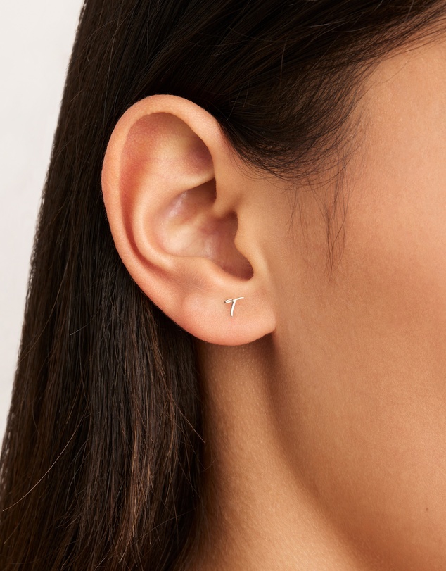 By Charlotte - Sterling Silver Love T Earring