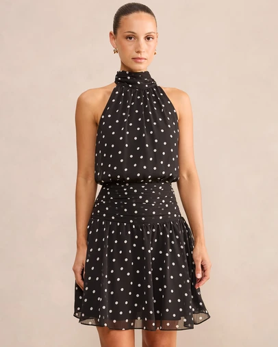 Forever New Petite - Brin Petite Backless Halter Neck Mini Dress