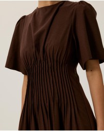Tussah - Zoe Pin Tuck Detail Flutter Sleeve Midi Dress
