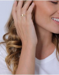 Elli Jewelry - Ring Set with Pearls and Multicolor Crystals 925 Sterling Silver Gold-plated