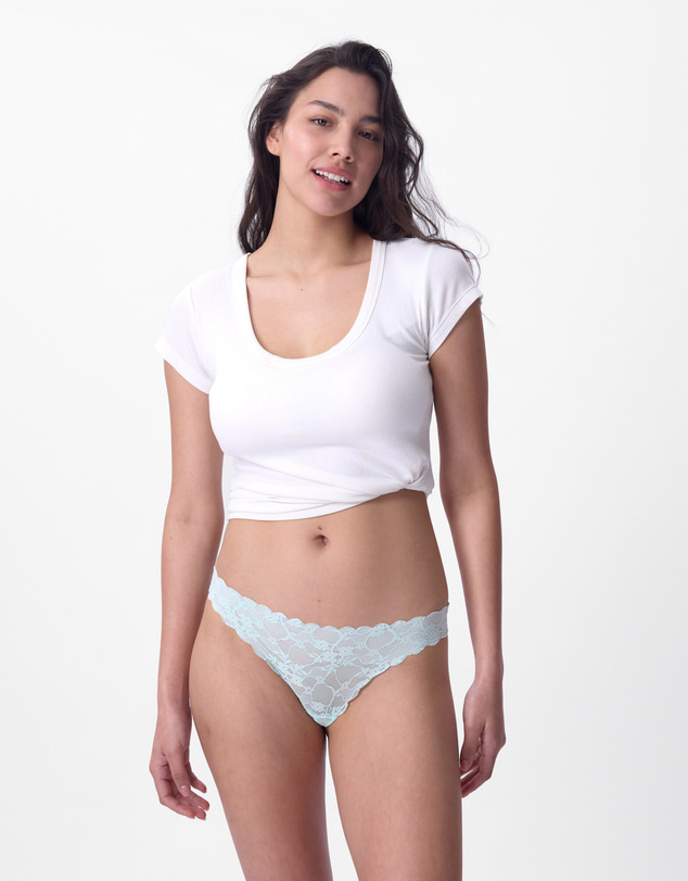 Bras N Things - Smooth Lace Brazilian Knicker - Mint Green
