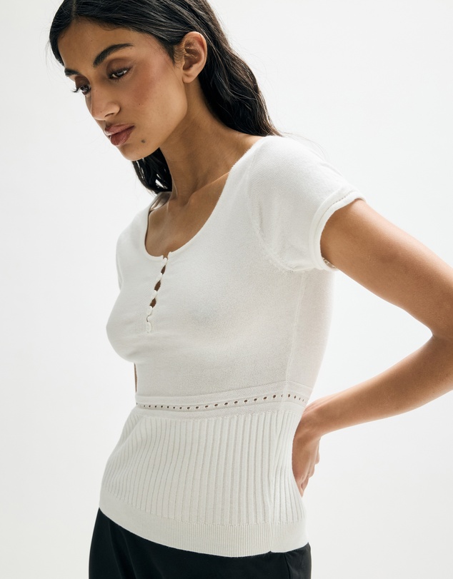 Minima Esenciales - Alouette Pointelle Knit Top