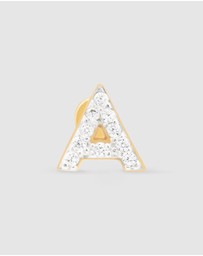 Wanderlust + Co - Alphabet Pave Gold Flat Back Earring - Letter A