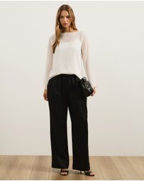 Atmos&Here - Leah Chiffon Boat Neck Long Sleeve Top