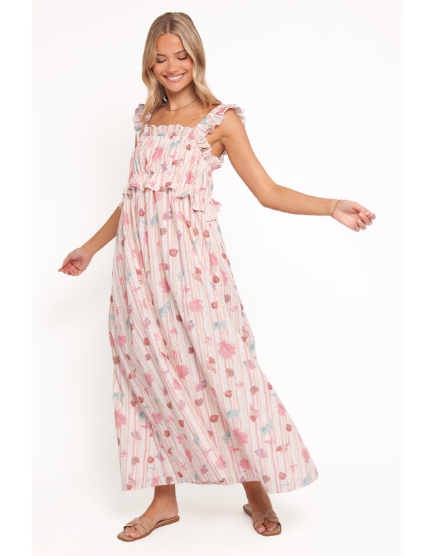 Petal & Pup - Ross Frill Strap Maxi Dress - Beach Print