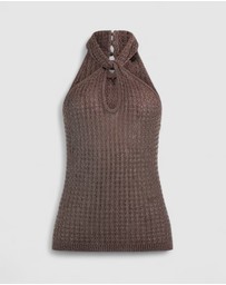 GUESS - Sleeveless Halter Keyhole Ella Tank Top