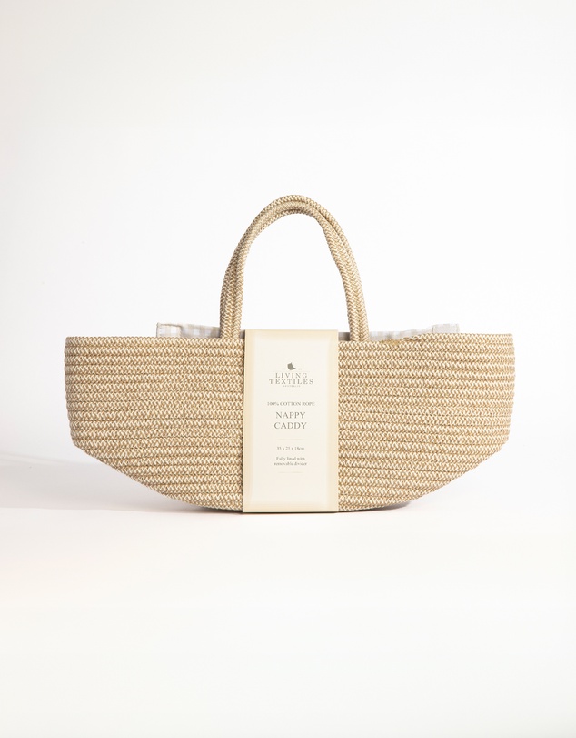Living Textiles - Cotton Rope Nappy Caddy with Divider - Natural