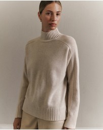 Trenery - Merino Funnel Neck Pullover in Oat