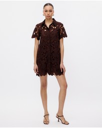 Minima Esenciales - Maeve Embroidered Mini Shirt Dress
