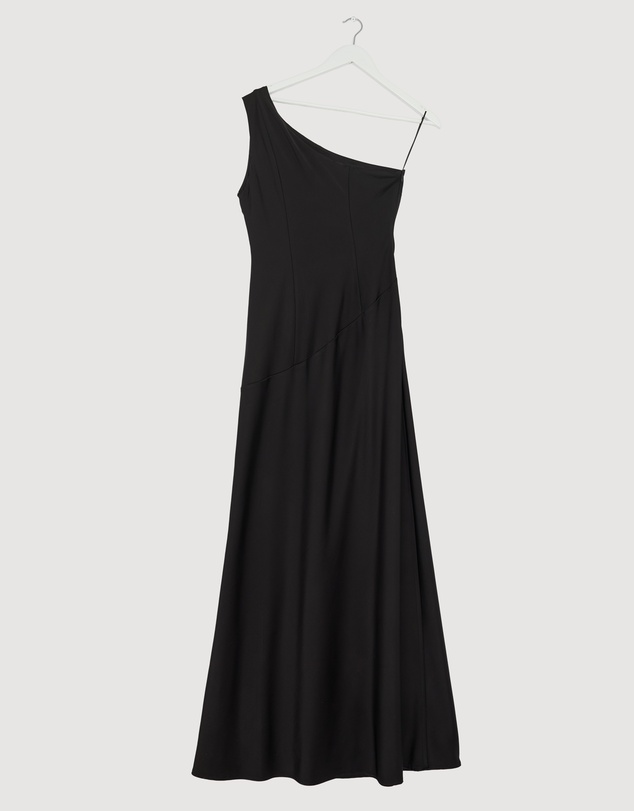Revibe - Repaired CHANCERY Hallie Satin One Shoulder Drape Maxi Dress - AU 10