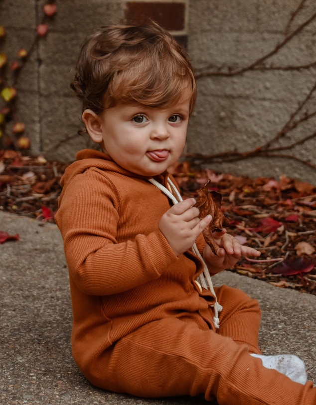 WITH LOVE FOR KIDS - Basics Thick Ribbed Hooded All In One - Babies