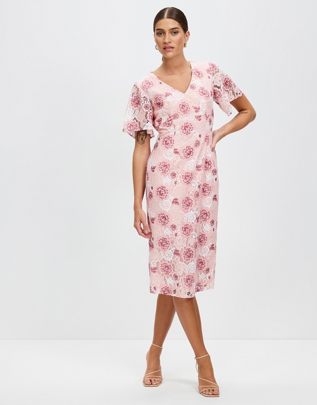 Pink Ruby - Glamerous Frill Sleeve Dress