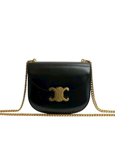 Pre-Loved by Azura Reborn - Pre-Loved Teen Shiny Calfskin Triomphe Besace Clea Chain Crossbody