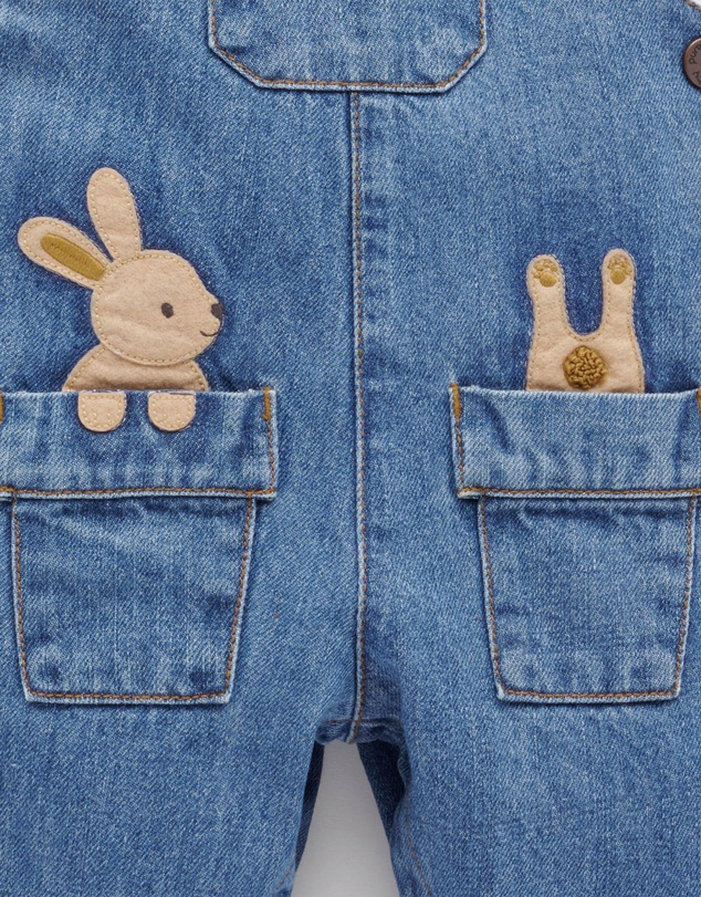 Purebaby - Bunny Denim Overall Set - Kids-Babies