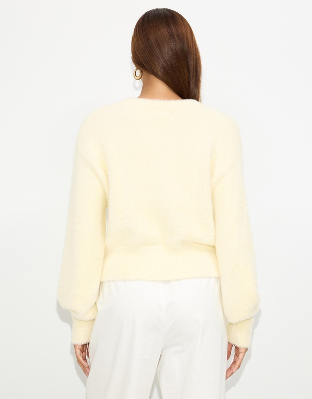 Dazie - Faye Fuzzy V-Neck Sweater