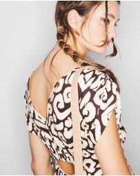 Country Road - Print Gathered Sleeve Maxi Dress