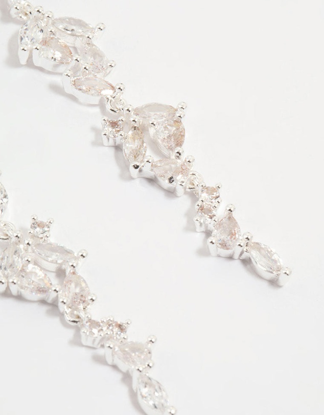 Lovisa - Silver Plated Cubic Zirconia Marquise Drop Earrings