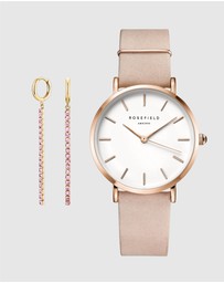 Rosefield - The West Village Pink Watch and Rose Earrings Set
