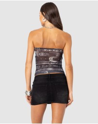 EDIKTED - Layered Belt Mesh Tube Top