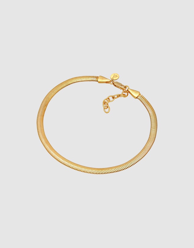 Elli Jewelry - Herringbone Chain Anklet in Gold-Plated 925 Silver