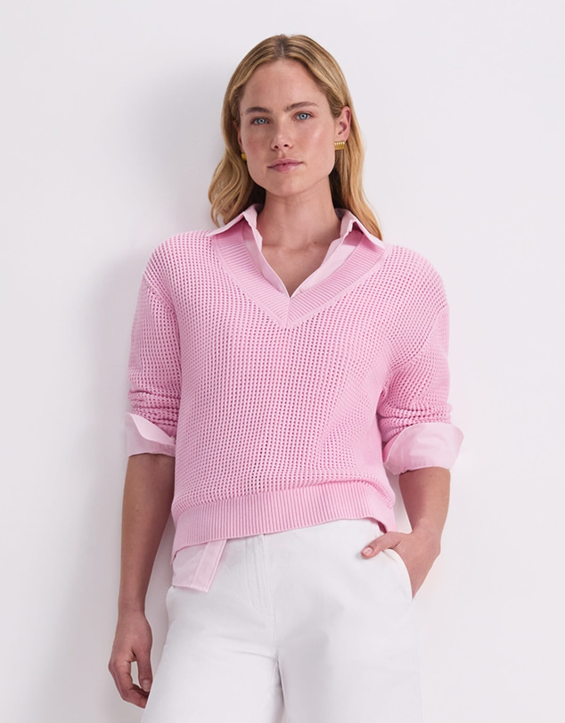 Sportscraft - Cotton Crochet V Neck Knit