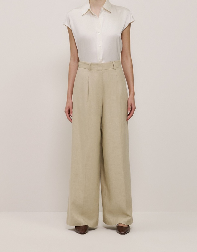 Trenery - Textured Wide Leg Pant in Clay