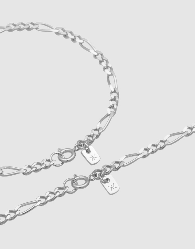 Kuzzoi - ICONIC EXCLUSIVE - Figaro Necklace and Bracelet Set in 925 Silver