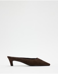 AERE - Tala Heeled Suede Mules