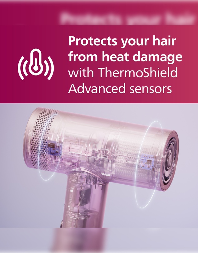 Philips - Philips Hair Dryer 8000, ThermoShield sensor, BLDC motor, Champagne