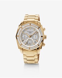 Michael Hill - Men's Solar Chronograph Watch with 0.50 Carat TW Diamonds in Gold-Tone Stainless Steel