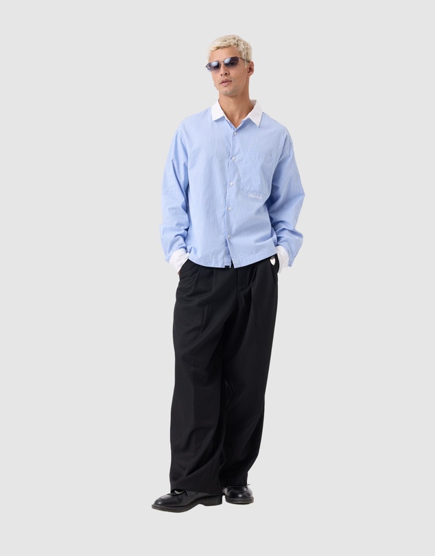 Zanerobe - Bankers Box Crop LS Shirt Blue Stripe