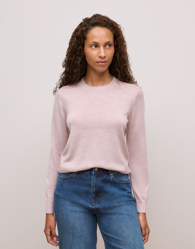 Trenery - Merino Classic Crew in Pink Rose